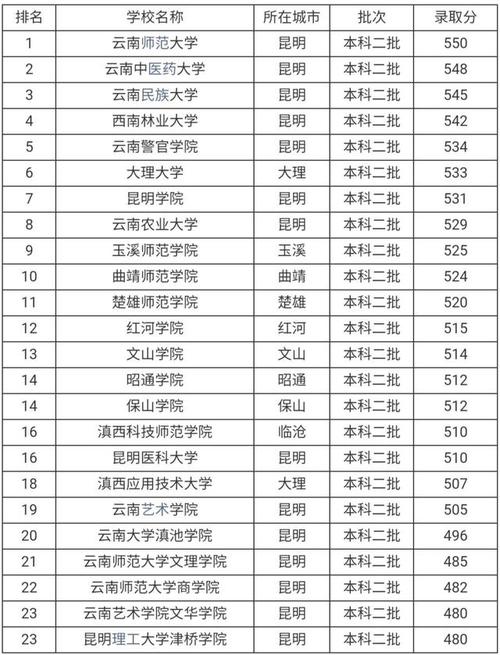 云南300分可以报什么公办学校？（云南省所有三本大学分数线）-图3